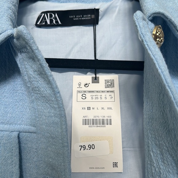 NWT Zara Powder Blue Blazer Jacket - Picture 2 of 5